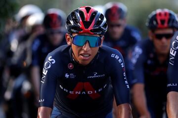 Egan Bernal, Richard Carapaz, Andrey Amador, Jonathan Castroviejo, Michal Kwiatkowski, Luke Rowe, Pavel Sivakov y Dylan van Baarle entrenan para el Tour de Francia 2020.