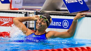 Teresa Perales celebra una de sus victorias.