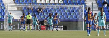 Patri Guijarro marca el 1-0 para el Barcelona. 
 