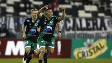 Futbol, Colo Colo v/s Deportes Puerto Montt.
 Copa Chile 2019.
 El jugador de Deportes Puerto Montt Byron Bustamante celebra su gol contra Colo Colo durante el partido por Copa Chile en el estadio Monumental.
 Santiago, Chile.
 13/06/2019
 Marcelo Hernandez/Photosport
 
 Football,Colo Colo v/s Deportes Puerto Montt.
 Copa Chile 2019.
 Deportes Puerto Montt &#039;s player Byron Bustamante celebrates his goal against  Colo Colo during Copa Chile 2019 at Monumental stadium in Santiago, Chile.
 13/06/2019
 Marcelo Hernandez/Photosport