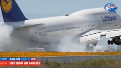 A Boeing 747-8 plane was caught on video bouncing on the LAX runway, attempting to land another time, taking off again, and finally landing safely.