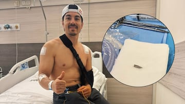 Maverick Viñales, tras su operación en el hombro izquierdo.