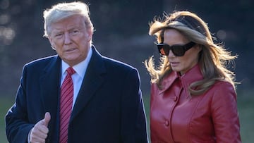 Donald Trump y Melania Trump dirigiéndose a Palm Beach. Febrero 14, 2020.