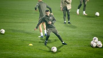 Correa, en la sesión de entrenamiento de Majadahonda.
