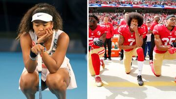 La tenista japonesa Naomi Osaka y el jugador de la NFL Colin Kaepernick.