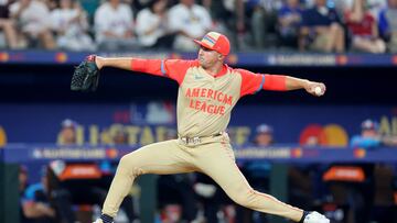 ARLINGTON, TEXAS - JULY 16: Tarik Skubal #29 of the Detroit Tigers pitches in the second inning during the 94th MLB All-Star Game presented by Mastercard at Globe Life Field on July 16, 2024 in Arlington, Texas. Stacy Revere/Getty Images/AFP (Photo by Stacy Revere / GETTY IMAGES NORTH AMERICA / Getty Images via AFP)