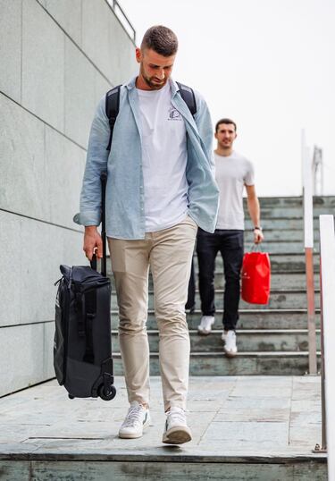 Unai Simón a su llegada. 