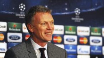 El entrenador del Manchester United, David Moyes, ofrece una rueda de prensa en Old Trafford.