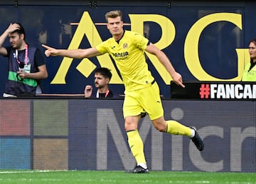 Sorloth festeja su primer gol como jugador del Villarreal. 