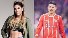 Im&aacute;genes de Daniela Ospina en un posado para su marca &quot;Dan Five&quot; y de James Rodr&iacute;guez durante un partido con el Bayern de M&uacute;nich