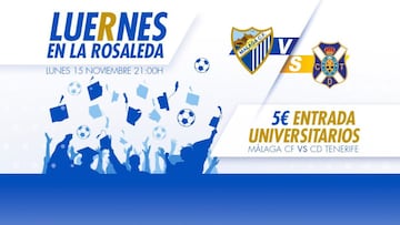 El Málaga pone en venta entradas a 5 euros para los universitarios.