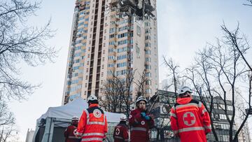 Edificio atacado en Kiev.