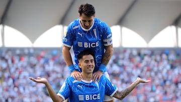 Futbol, Audax Italiano vs Universidad Catolica, campeonato 2026
Fecha 9, Liga de Primera 2026.
El jugador de Universidad Catolica Matias Palavecino, centro, celebra un gol contra Audax Italiano durante un partido de primera disputado en el estadio Bicentenario La Florida en Santiago, Chile.
11/04/2026
Felipe Zanca/Photosport
Football, Audax Italiano vs Universidad Catolica, campeonato 2026
9tst turn, 2026 First division league.
Universidad CatolicaÕs player Matias Palavecino, center, celebrates his gol against Audax Italiano during a first division match at the Bicentenario La Florida stadium in Santiago, Chile.
11/04/2026
Felipe Zanca/Photosport