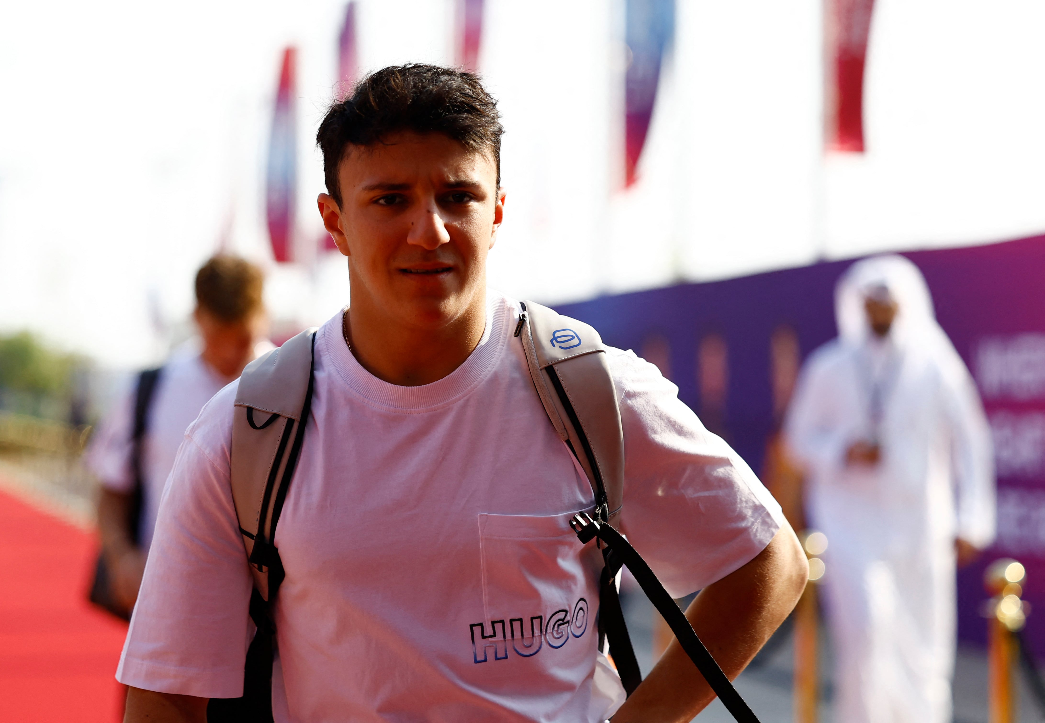 Formula One F1 - Qatar Grand Prix - Lusail International Circuit, Lusail, Qatar - November 28, 2025 RB's Isack Hadjar arrives ahead of practice REUTERS/Rula Rouhana