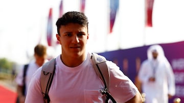 Formula One F1 - Qatar Grand Prix - Lusail International Circuit, Lusail, Qatar - November 28, 2025 RB's Isack Hadjar arrives ahead of practice REUTERS/Rula Rouhana