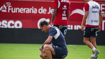 Etxeberria, en un entrenamiento en Nueva Condomina.