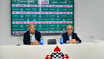 Pepe Criado (derecha) junto a Manuel Ansede, nuevo presidente del Racing de Ferrol.