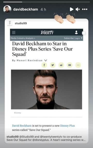 Captura de pantalla de la historia de Instagram de David Beckham