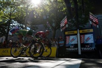 Alexander Kristoff y Peter Sagan al sprint.  