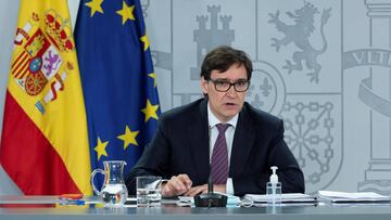 MADRID, 25/09/2020.- El ministro de Sanidad, Salvador Illa, durante la rueda de prensa posterior a la reunión del Comité de seguimiento del coronavirus celebrada este viernes en el Palacio de La Moncloa. EFE/Pool Moncloa/Borja Puig de la Bellacasa *****SÓLO USO EDITORIAL // NO VENTAS // NO ARCHIVO*****