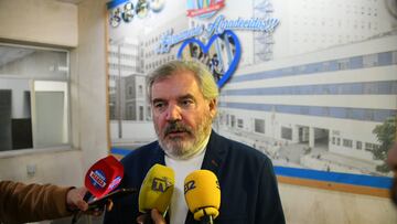 Manuel Vizcaíno atendió a los medios antes de su tradicional visita a los niños en el Hospital Puerta del Mar. Foto: Cádiz CF.