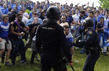 Los ultras del Oviedo causaron incidentes con los aficionados del Cádiz antes del encuentro