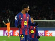 Soccer Football - UEFA Champions League - FC Barcelona v FC Copenhagen - Spotify Camp Nou, Barcelona, Spain - January 28, 2026 FC Barcelona's Marcus Rashford celebrates scoring their fourth goal REUTERS/Albert Gea