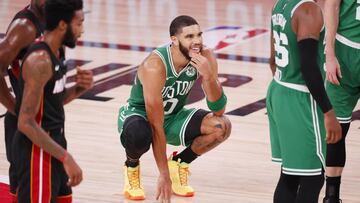 Jayson Tatum, durante el tercer partido de las finales de la Conferencia Este de los playoffs de la NBA 2020 que ha enfrentado a Miami Heat y a Boston Celtics