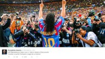 Ronaldinho: "Ojalá el Barça levante su quinta Champions"