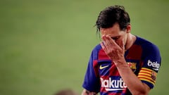 SEVILLA, SPAIN - JUNE 19: Lionel Messi of FC Barcelona  during the La Liga Santander  match between Sevilla v FC Barcelona at the Estadio Ramon Sanchez Pizjuan on June 19, 2020 in Sevilla Spain (Photo by David S. Bustamante/Soccrates/Getty Images)