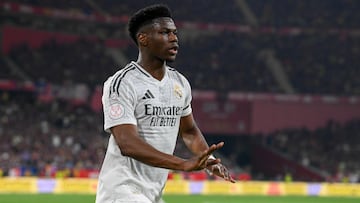 Aurélien Tchouameni, en un partido con el Real Madrid.