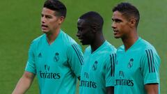 Entrenamiento del Real Madrid con James, Mendy, Varane, Benzema y Bale
