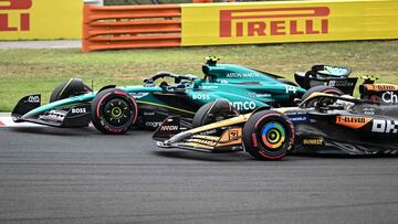 Fernando Alonso (Aston Martin AMR24) y Lando Norris (McLaren MCL38). Hungaroring, Hungría. F1 2024.
