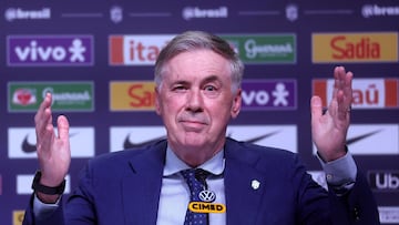 Soccer Football - Brazil coach Carlo Ancelotti Press Conference - CBF Headquarters, Rio de Janeiro, Brazil - March 16, 2026
Brazil coach Carlo Ancelotti during press conference REUTERS/Pilar Olivares