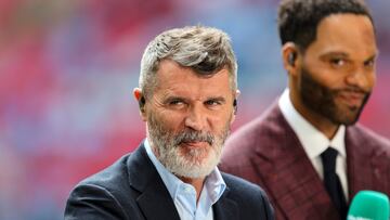 LONDON, ENGLAND - MAY 25: Ex- Manchester United skipper Roy Keane is seen presenting for ITV during the Emirates FA Cup Final match between Manchester City and Manchester United at Wembley Stadium on May 25, 2024 in London, England. (Photo by Robin Jones/Getty Images)