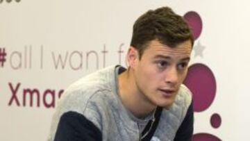 Oriol Riera, a su llegada al hotel.