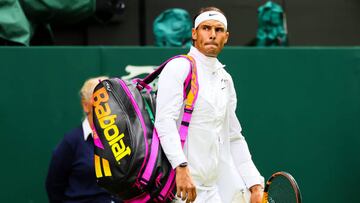 LONDON, ENGLAND - JULY 06: Rafael Nadal of Spain waves to the crowd as he leaves court after his victory over Taylor Fritz of the United States during day ten of The Championships Wimbledon 2022 at All England Lawn Tennis and Croquet Club on July 06, 2022 in London, England. (Photo by Frey/TPN/Getty Images)