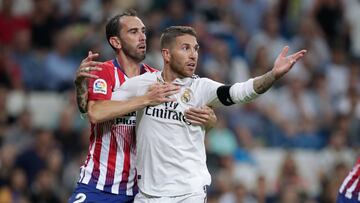 Godín y Sergio Ramos, en el último duelo entre el Atlético y el Real Madrid. El 9 de febrero se vuelven a encontrar.