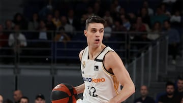 Carlos Alocén, base del Real Madrid, ante el MoraBanc Andorra en la Liga Endesa.