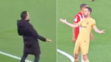 Xavi - Busquets: tensión en Almería