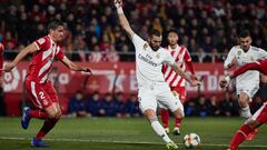 Benzema hizo as&iacute; el 0-1 en Girona.