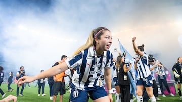 Katty Martinez of Monterrey during the final second leg match between Monterrey and Tigres UANL as part of the Liga BBVA MX Femenil, Torneo Apertura 2024 at BBVA Bancomer Stadium on November 25, 2024 in Monterrey, Nuevo Leon, Mexico.