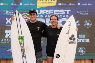 Luis Díaz y Lucía Machado, campeones de las ligas nacionales de surf.