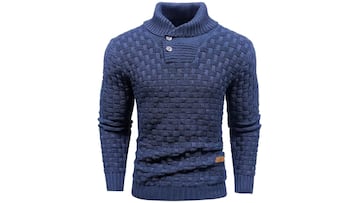 Jersey de cuello alto azul marino para hombre