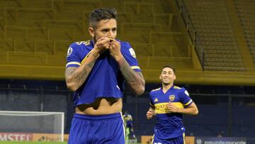 AMDEP3383. BUENOS AIRES (ARGENTINA), 26/05/2021.- Agust&iacute;n Almendra de Boca celebra un gol hoy, hoy, en un partido de la Copa Libertadores entre Boca Juniors y The Strongest en el estadio La Bombonera en Buenos Aires (Argentina). EFE/Juan Mabromata 