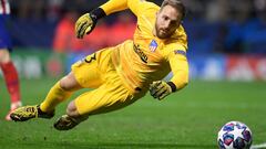 Oblak, ante el Liverpool en el encuentro jugado en Madrid.