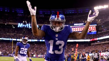 EAST RUTHERFORD, NJ - NOVEMBER 14: Odell Beckham Jr. #13 of the New York Giants celebrates after scoring a touchdown against the Cincinnati Bengals during the second quarter of the game at MetLife Stadium on November 14, 2016 in East Rutherford, New Jersey.   Al Bello/Getty Images/AFP
 == FOR NEWSPAPERS, INTERNET, TELCOS &amp; TELEVISION USE ONLY ==