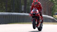 Ducati Lenovo Team Italian rider Francesco Bagnaia steers his motorbike steers his motorbike during the second MotoGP free practice session ahead of the German motorcycle Grand Prix at the Sachsenring racing circuit in Hohenstein-Ernstthal near Chemnitz, eastern Germany, on June 17, 2022. (Photo by Ronny Hartmann / AFP)