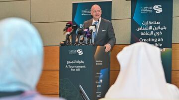 Gianni Infantino, durante su intervención en la 5ª edición del Foro de Accesibilidad celebrado en Doha, Qatar.