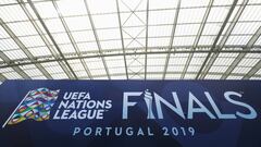 PORTO, PORTUGAL - JUNE 04: A general view of the logo and sign during the Switzerland Training Session at the UEFA Nations League at Estadio do Dragao on June 04, 2019 in Porto, Portugal. Switzerland will play their semi final match against Portugal on June 5 at the same stadium. (Photo by Dean Mouhtaropoulos/Getty Images)